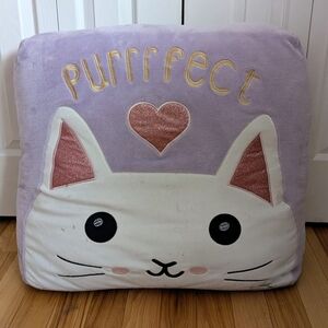 Cat Kitty Large Decorative Sherpa Bed Floor Pillow by American Kids 24"x24"